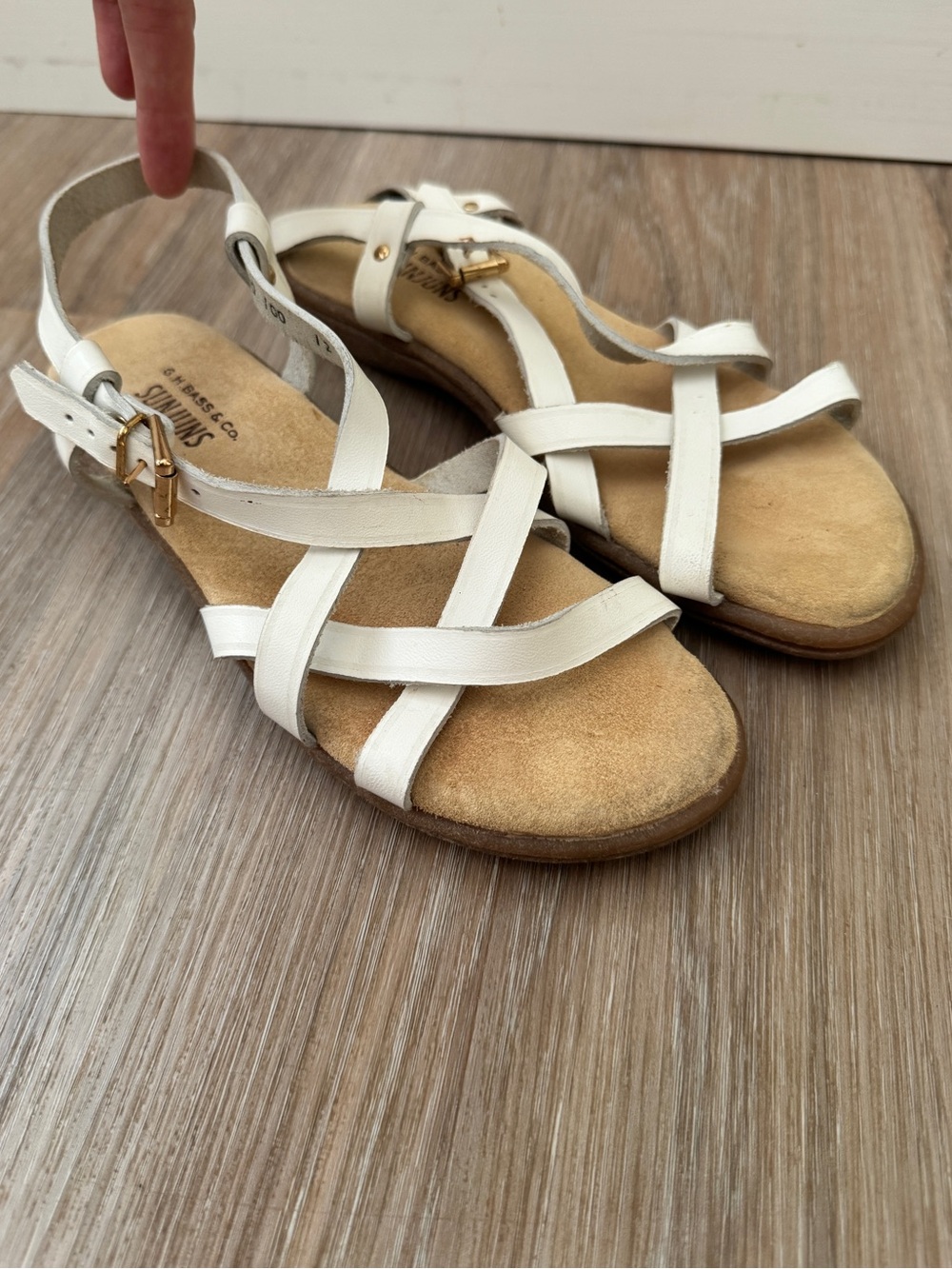 G.H. Bass Sunjuns Margie Sandals Women’s 7N White Leather Slingback Strappy